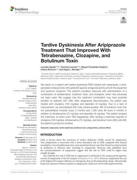 Tardive Dyskinesia: Treatment with Aripiprazole .